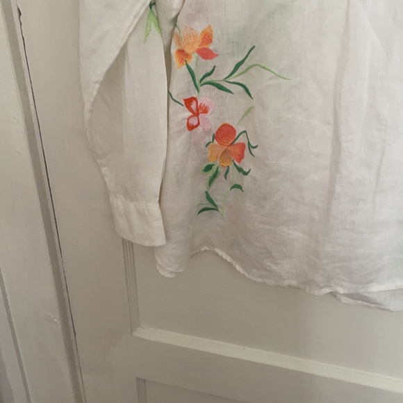 J.Jill ,linen , embroidered shirt , Size Large - Picture 5 of 6